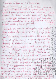 Una hoja manuscrita de JorgeMP, con anotaciones (2001)